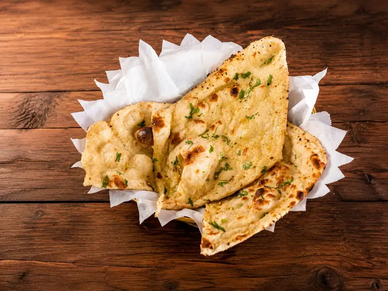 Basket of freshly made naan